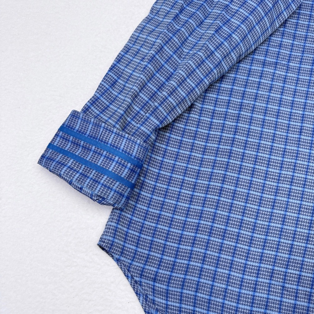 Robert Graham Shirt Men's Size XL Classic Fit Blue Check Flip Cuff Buttom Down - Picture 4 of 11